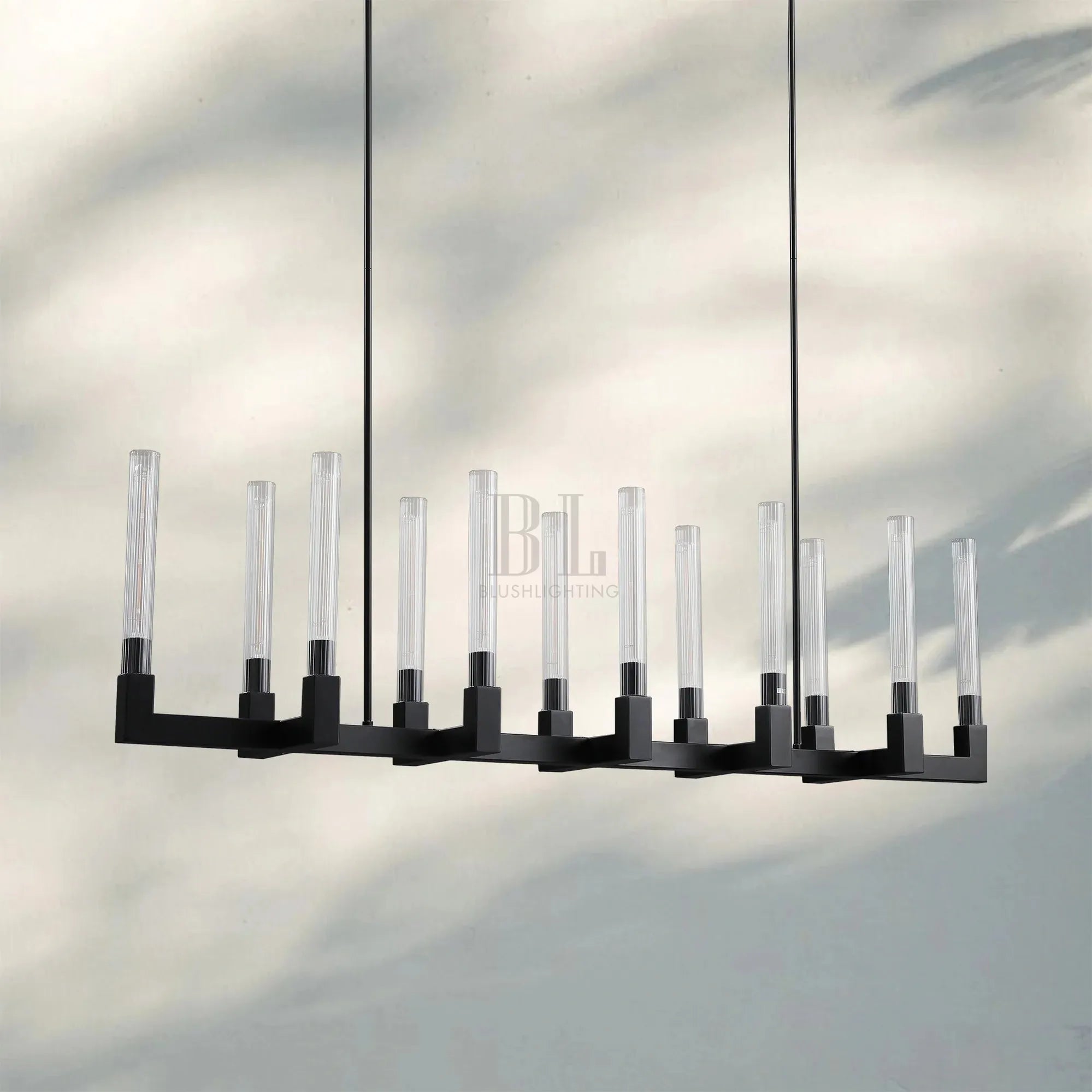 Cannel Candlestick Glass Linear Chandelier-