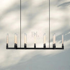 Cannel Candlestick Glass Linear Chandelier-Linear 55"L 12-Light-Matte Black-