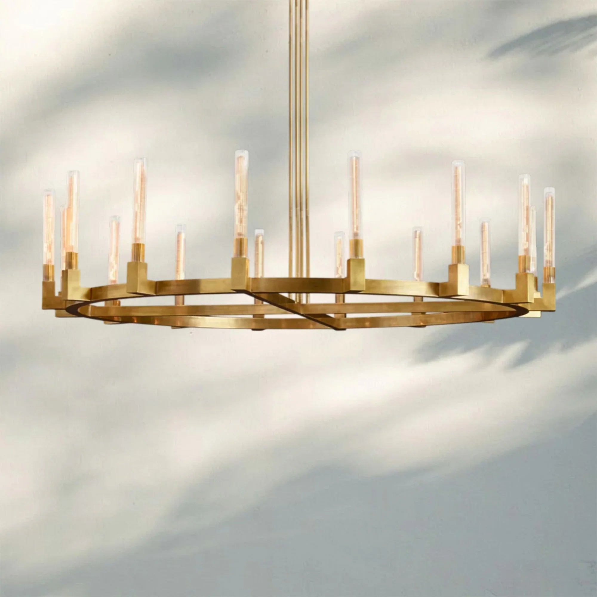 Cannel Candlestick Round Chandelier 36"48"60"72"-Round 72" diam-Lacquered Brass-