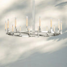 Cannel Candlestick Round Chandelier 36"48"60"72"-Round 72" diam-Polished Nickel-