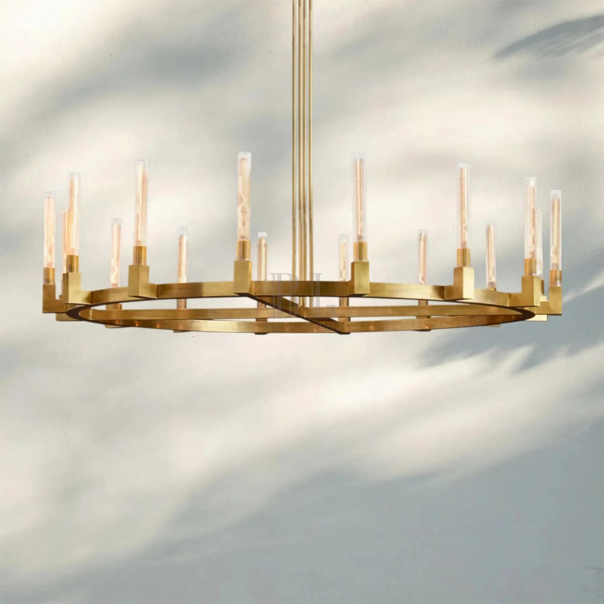 Cannel Candlestick Round Chandelier 36"48"60"72"-Round 72" diam-Lacquered Brass-