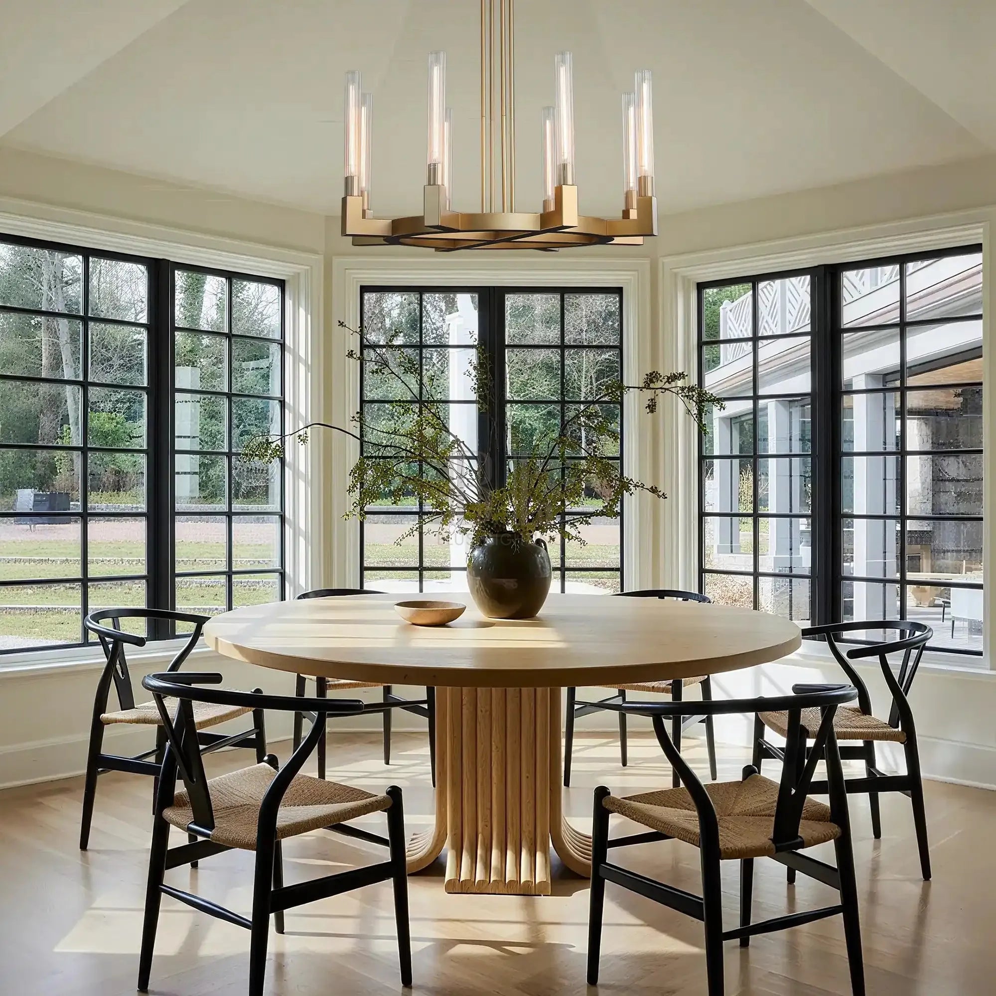 Cannel Candlestick Round Chandelier 36"48"60"72"-Round 36" diam-Lacquered Brass-Blushlighting