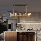 Canson Linear Modern 8 lights Dining Room Chandelier - BrassCustom 10 - lightsBlushlighting