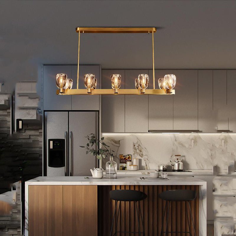 Canson Linear Modern 8 lights Dining Room Chandelier - Brass8 - lightsBlushlighting