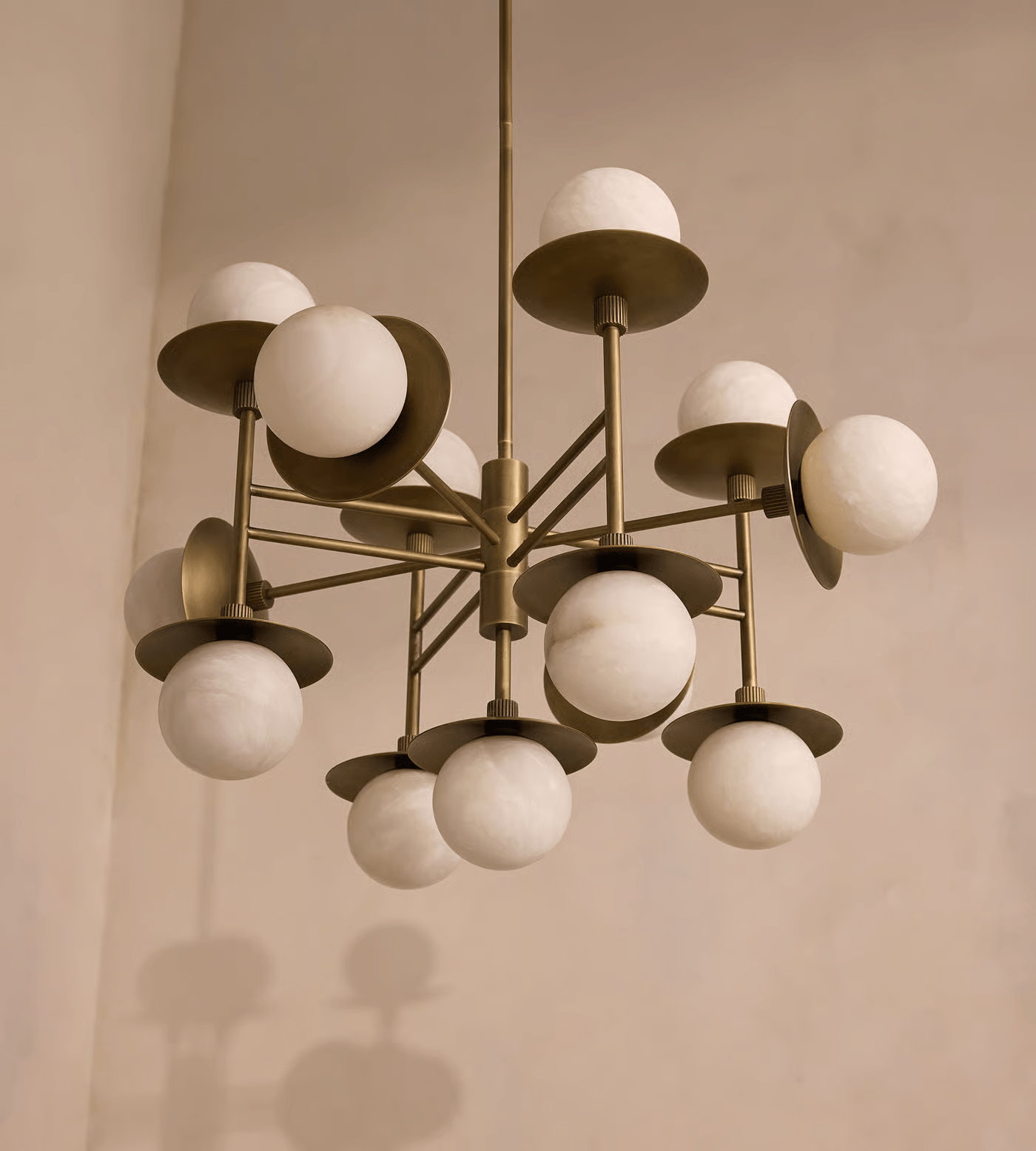 Cara Alabaster Chandelier - ∅ 23.6″ x H 63″Bronze & WhiteBlushlighting