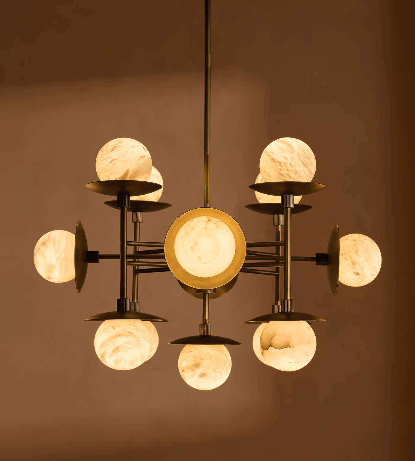 Cara Alabaster Chandelier - ∅ 23.6″ x H 63″Bronze & WhiteBlushlighting