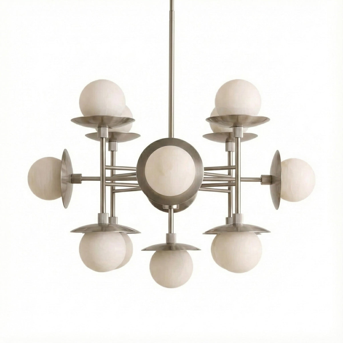 Cara Alabaster Chandelier - ∅ 23.6″ x H 63″Nickel & WhiteBlushlighting