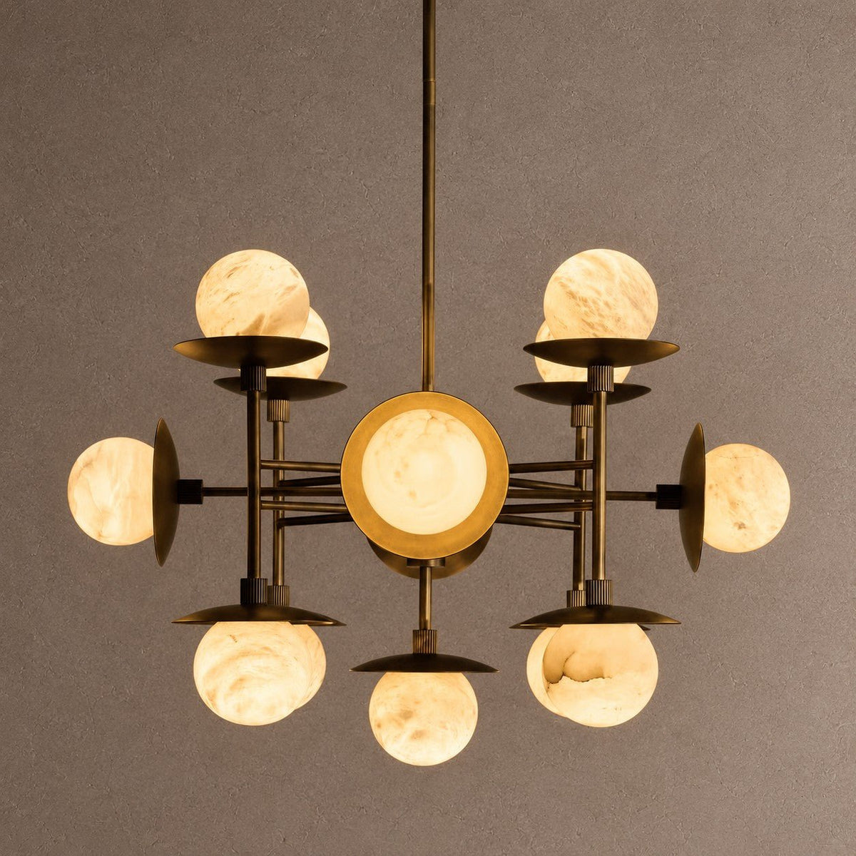 Cara Round Chandelier - ∅ 23.6″ x H 63″Bronze & WhiteBlushlighting