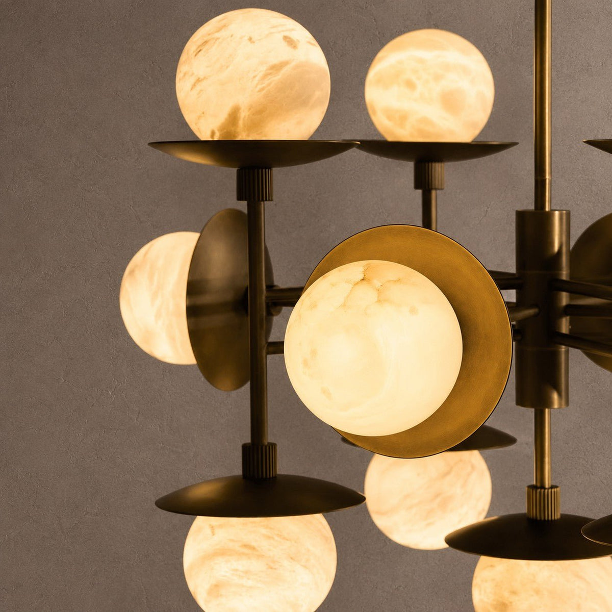Cara Round Chandelier - ∅ 23.6″ x H 63″Bronze & WhiteBlushlighting