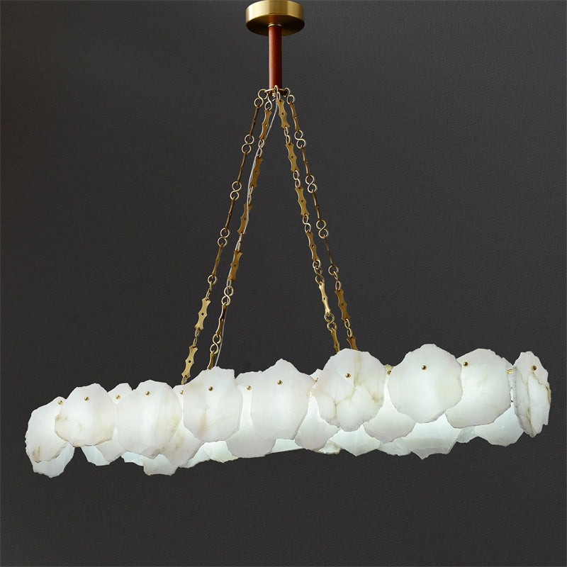 Carlos Alabaster Modern Snowflake Linear Chandelier with Chain chandelier Kevin Studio Inc