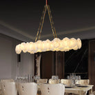 Carlos Alabaster Modern Snowflake Linear Chandelier with Chain - Blushlighting