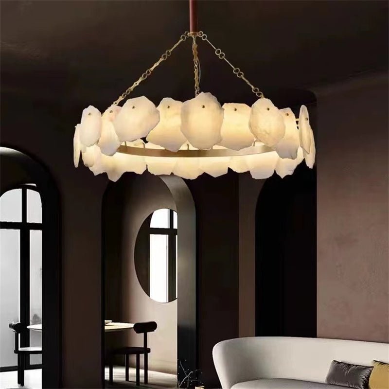 Carlos Alabaster Modern Snowflake Round Chandelier - D17.8"Blushlighting