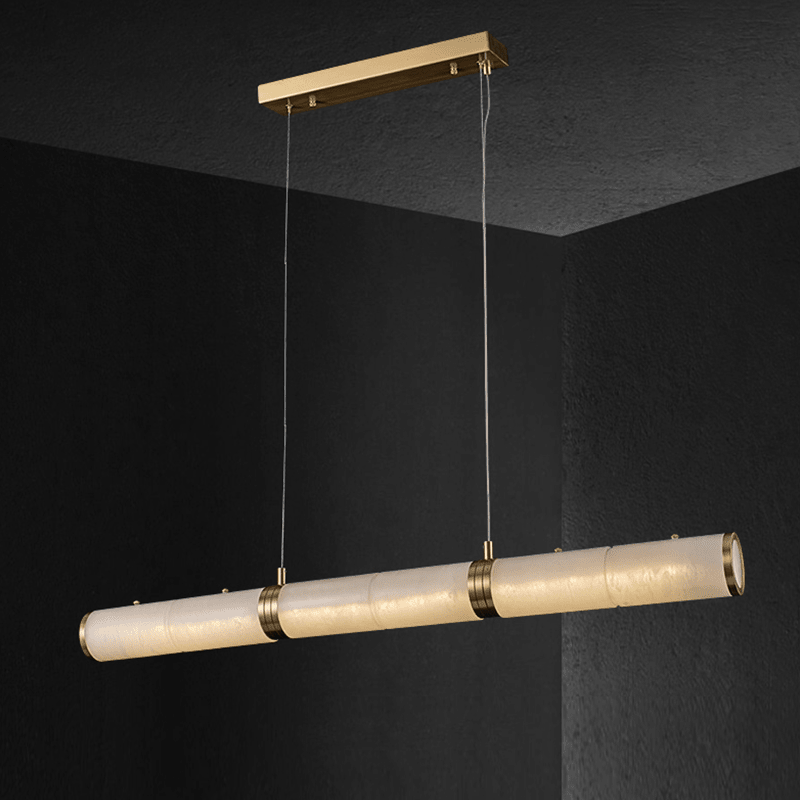 Caroline Alabaster Modern Art Linear Chandelier Lighting - Small: 39.37" LBlushlighting
