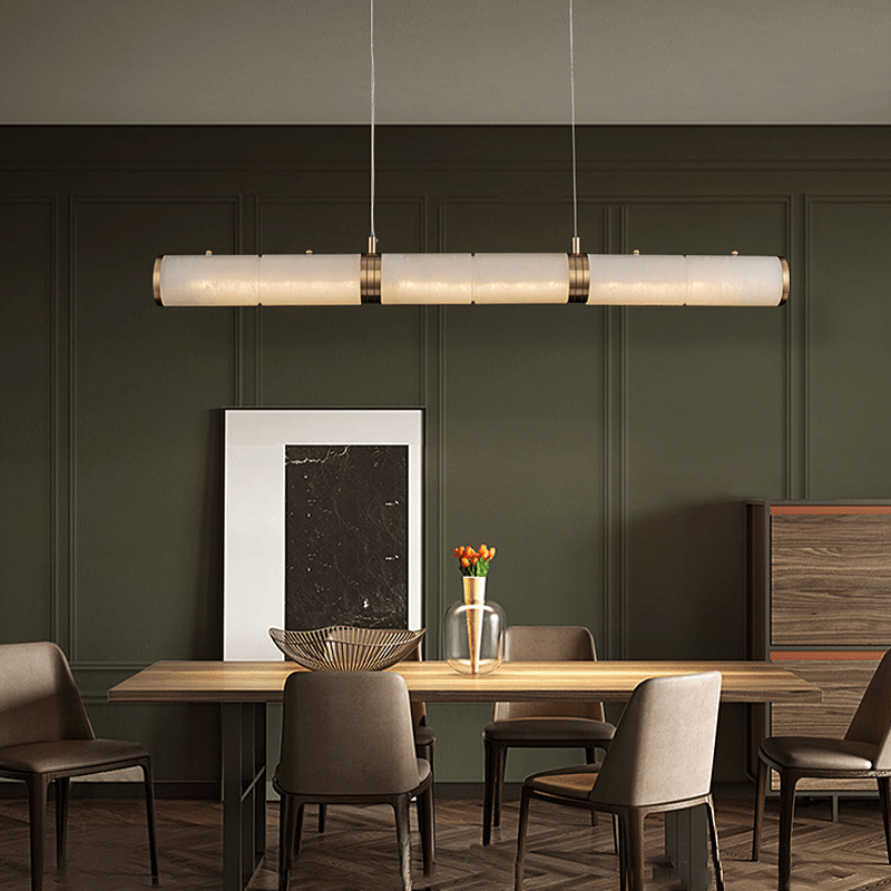 Caroline Alabaster Modern Art Linear Chandelier Lighting - Small: 39.37" LBlushlighting