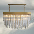 Cascad Square Chandelier 21" 30" Rectangle Chandelier 54''-Rectangle 54''-Lacquered Burnished Brass-