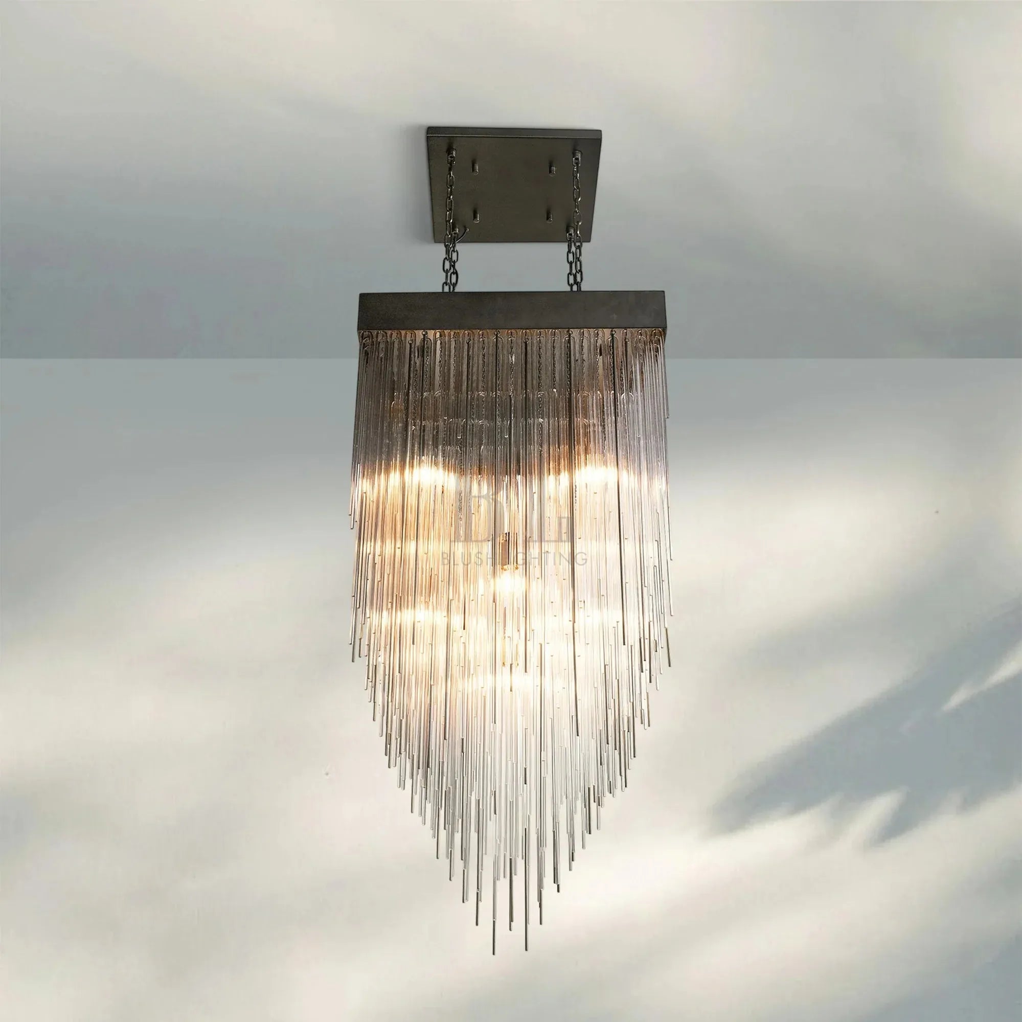 Cascad Square Chandelier 21" 30" Rectangle Chandelier 54''-Square 30''-Matte Black-