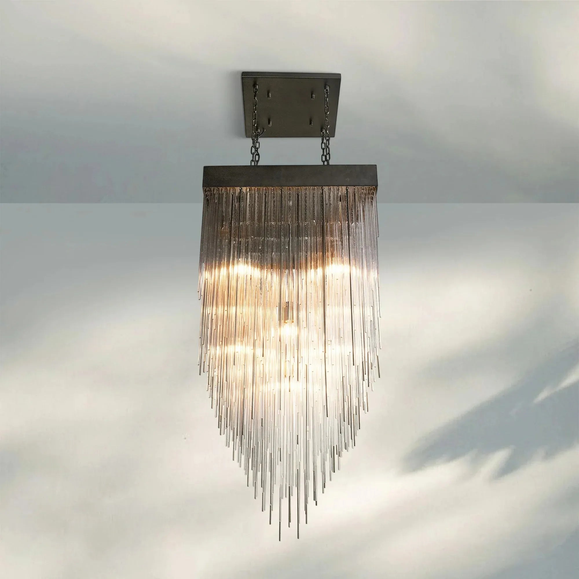 Cascad Square Chandelier 21" 30" Rectangle Chandelier 54''-Square 30''-Matte Black-