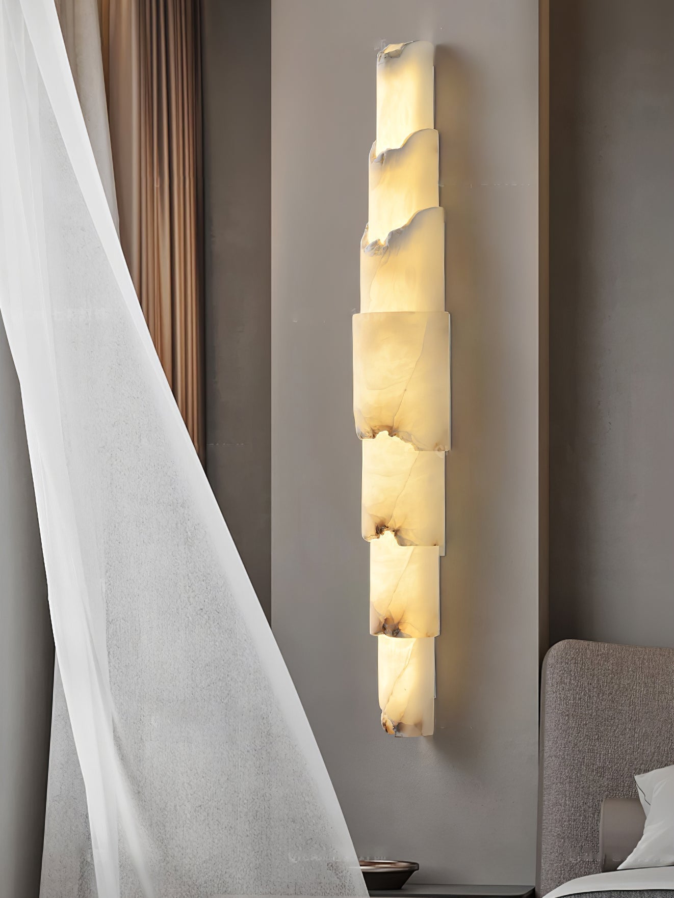 Cascading Alabaster Wall Sconce - ∅ 3.5" x H 23.2"WhiteBlushlighting