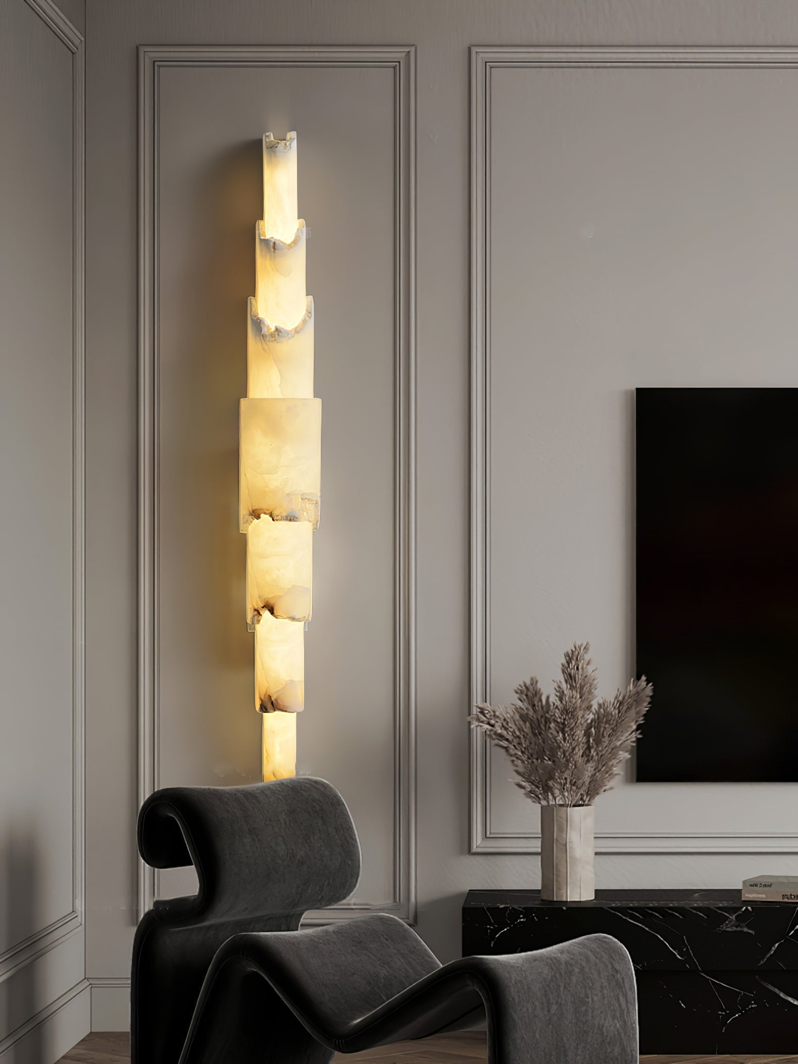 Cascading Alabaster Wall Sconce - ∅ 3.5" x H 23.2"WhiteBlushlighting