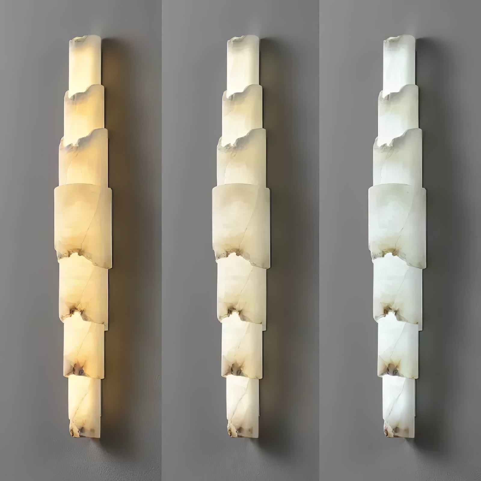 Cascading Alabaster Wall Sconce - ∅ 3.5" x H 23.2"WhiteBlushlighting