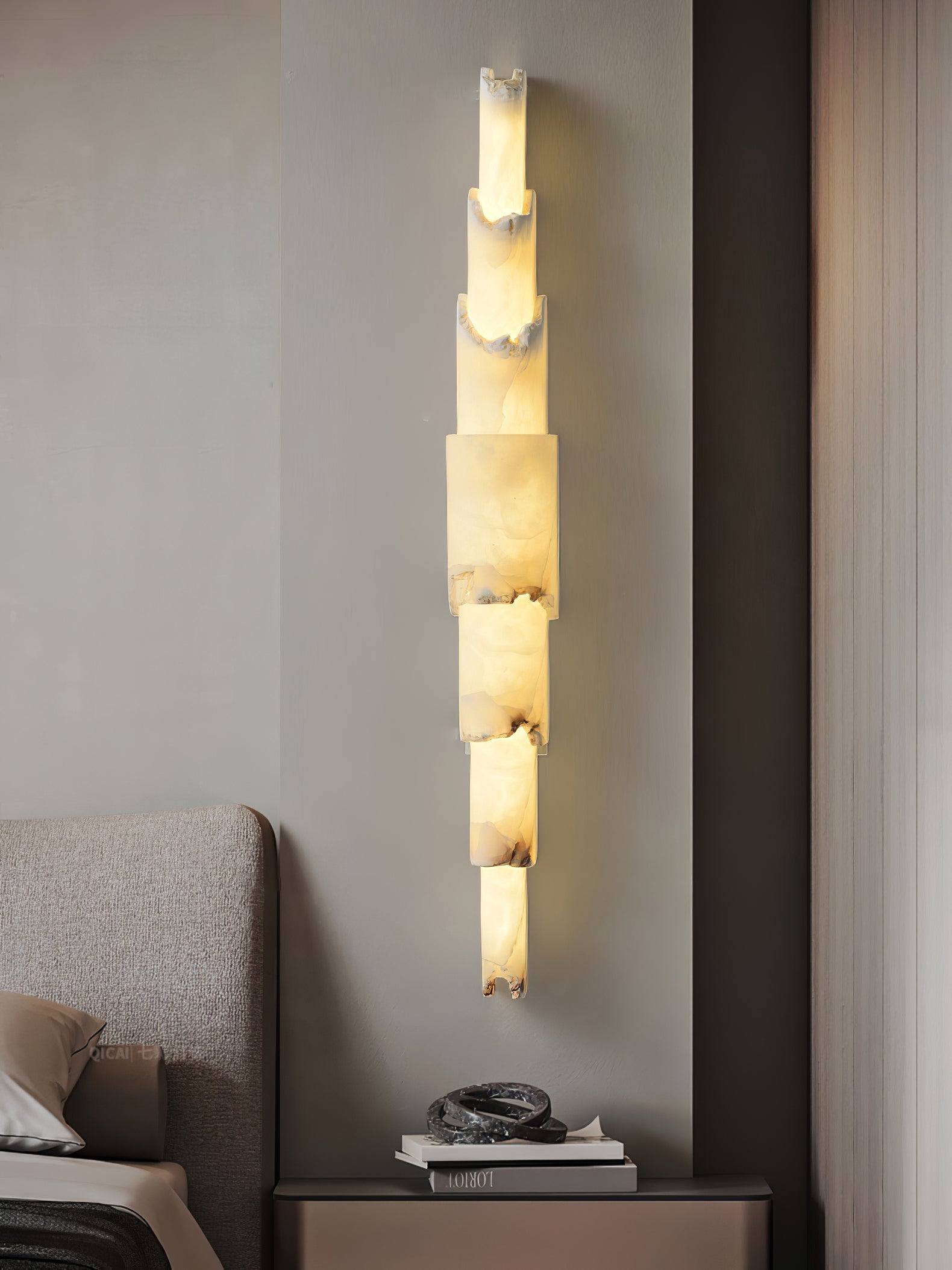 Cascading Alabaster Wall Sconce - ∅ 3.5" x H 28.3"WhiteBlushlighting
