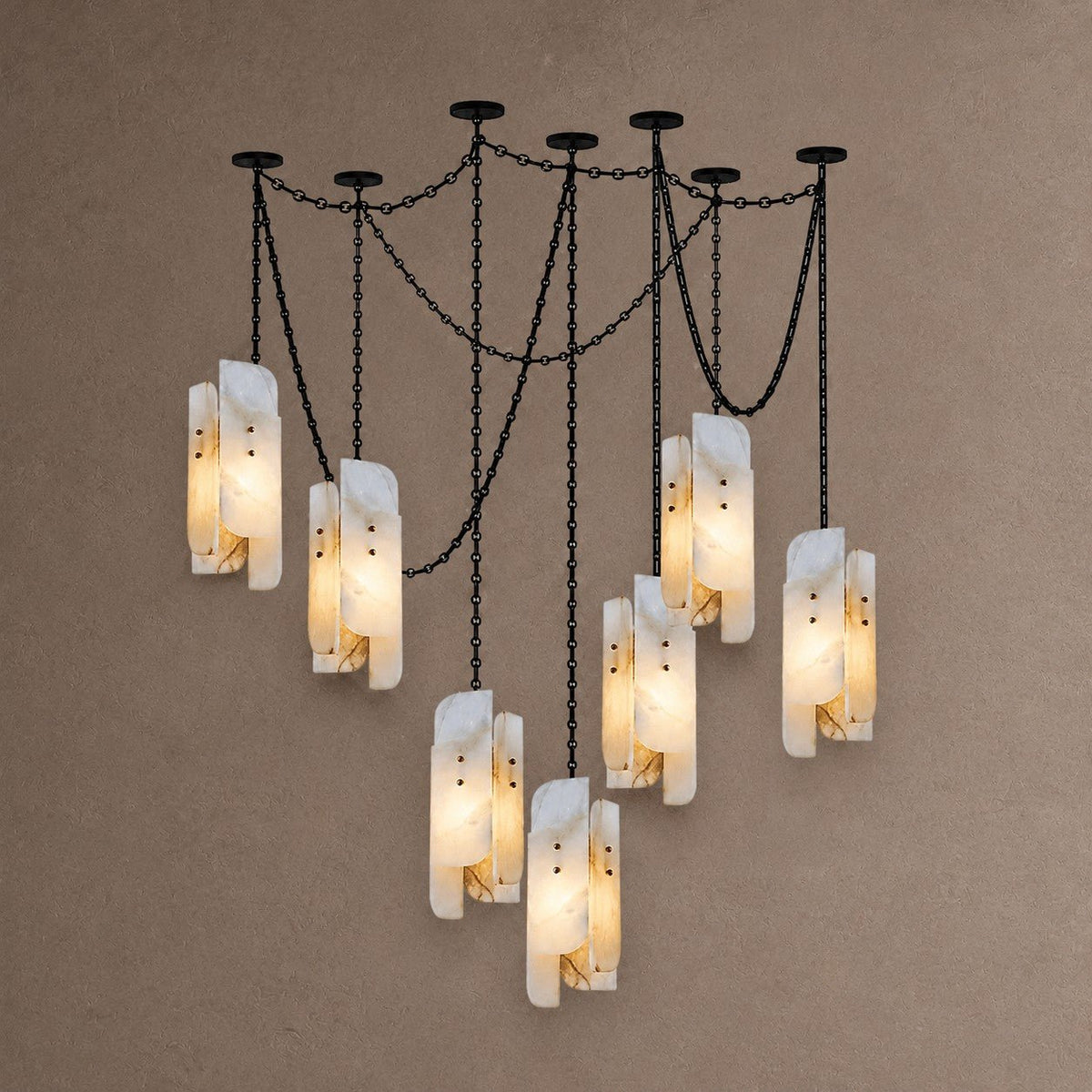 Cascading Chain Chandelier - 1 Heads ∅ 5.9″ x H 15.7″Black & WhiteBlushlighting