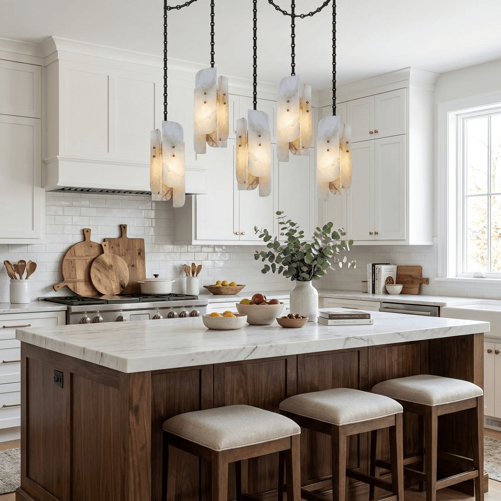 Cascading Chain Cluster Chandelier - 1 Heads ∅ 5.9″ x H 15.7″Black & WhiteBlushlighting