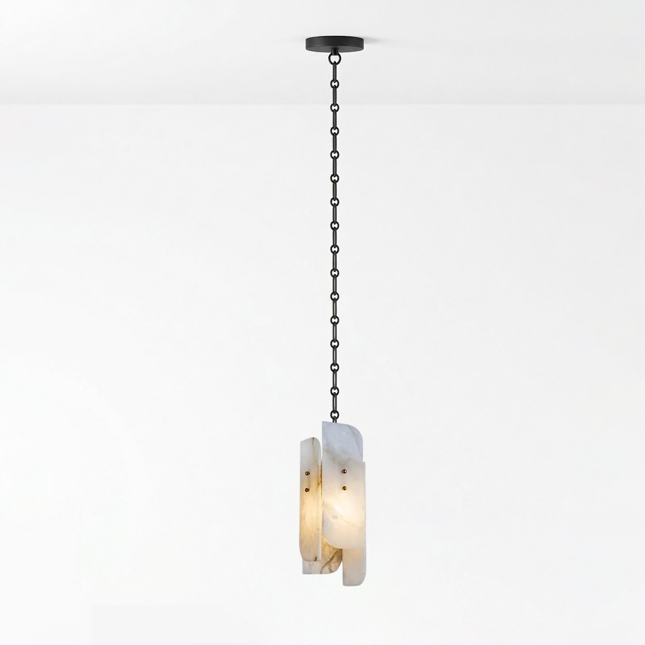 Cascading Chain Cluster Chandelier - 1 Heads ∅ 5.9″ x H 15.7″Black & WhiteBlushlighting