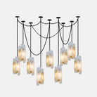 Cascading Chain Cluster Chandelier - 9 Heads ∅ 5.9″ x H 15.7″Black & WhiteBlushlighting