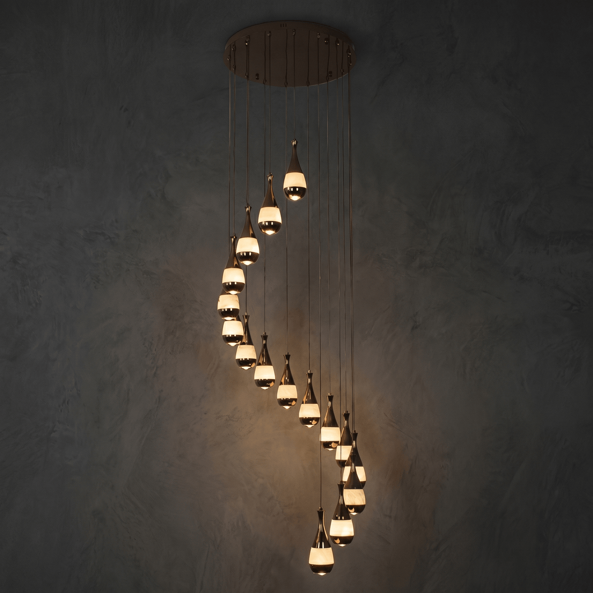 Cascata Spiral Alabaster Pendant Chandelier - Blushlighting