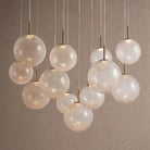 Casen Modern Round Chandelier - Hand-Blown Crackle Glass & Satin Brass LED Pendant Light - 12-Light 43''CrackleBlushlighting