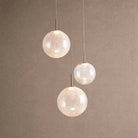 Casen Modern Round Chandelier - Hand-Blown Crackle Glass & Satin Brass LED Pendant Light - 3-Light 20''CrackleBlushlighting