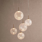 Casen Modern Round Chandelier - Hand-Blown Crackle Glass & Satin Brass LED Pendant Light - 5-Light 28''CrackleBlushlighting