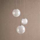 Casen Modern Round Chandelier - Hand-Blown Crackle Glass & Satin Brass LED Pendant Light - 3-Light 20''CrackleBlushlighting