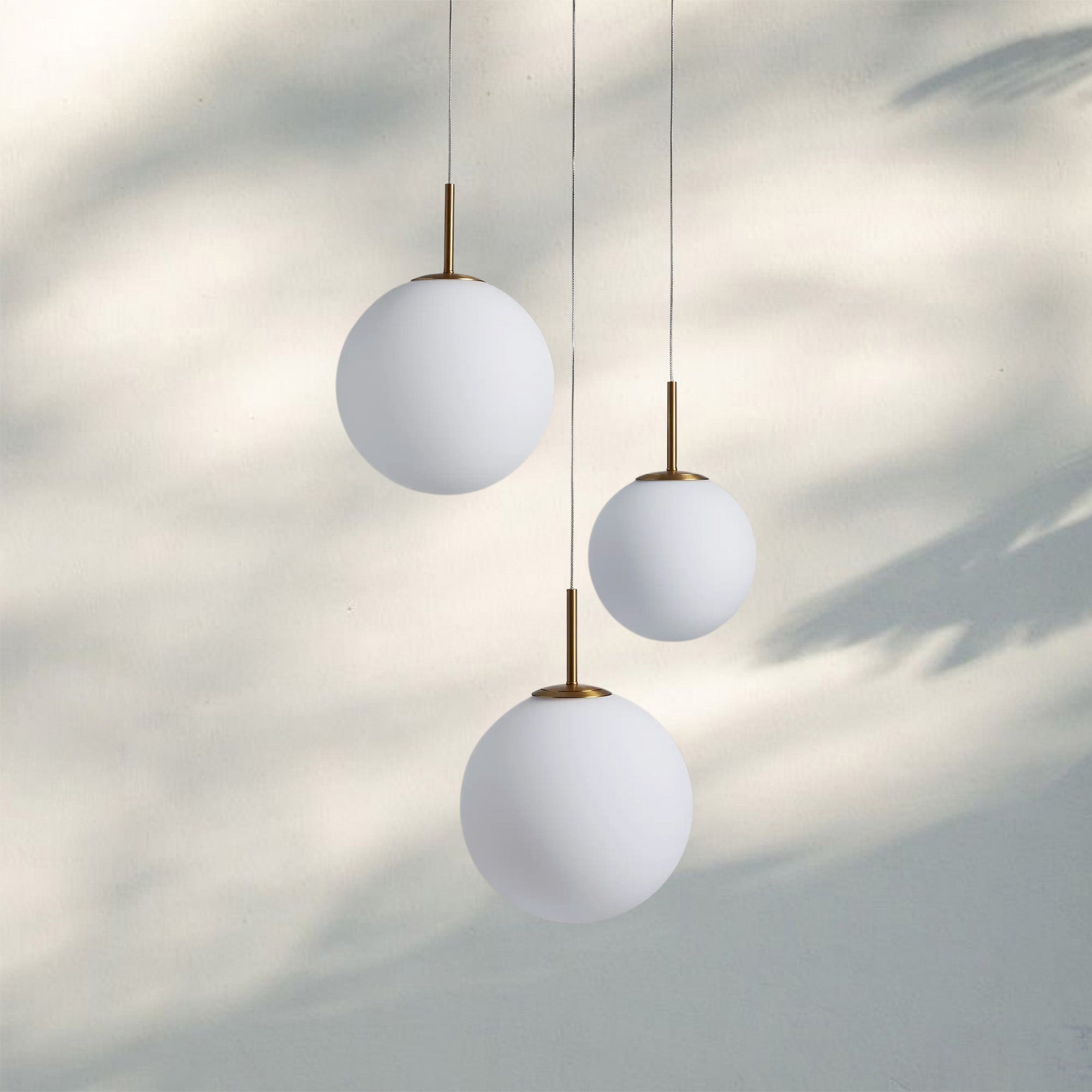 Casen Modern Round Chandelier - Hand - Blown Crackle Glass & Satin Brass LED Pendant Light - 3 - Light 20''Matte OpalBlushlighting