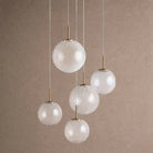 Casen Modern Round Chandelier - Hand-Blown Crackle Glass & Satin Brass LED Pendant Light - 5-Light 28''CrackleBlushlighting