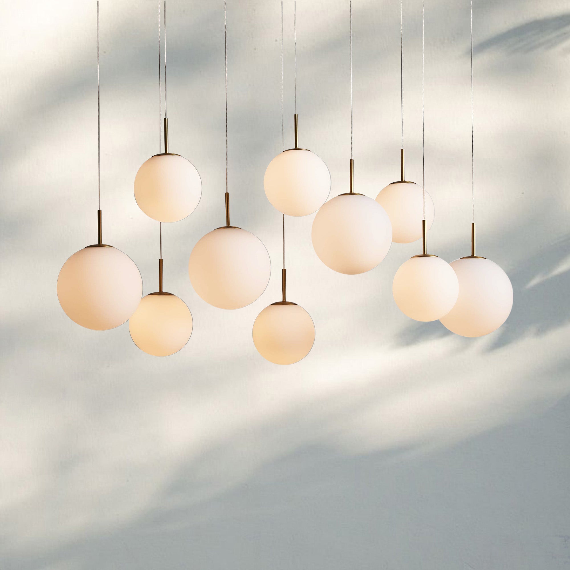 Casens Modern Linear Chandelier - Hand - Blown Glass Globe Pendant Light for Dining Table & Kitchen Island - 55" 10 - LightMatte OpalBlushlighting