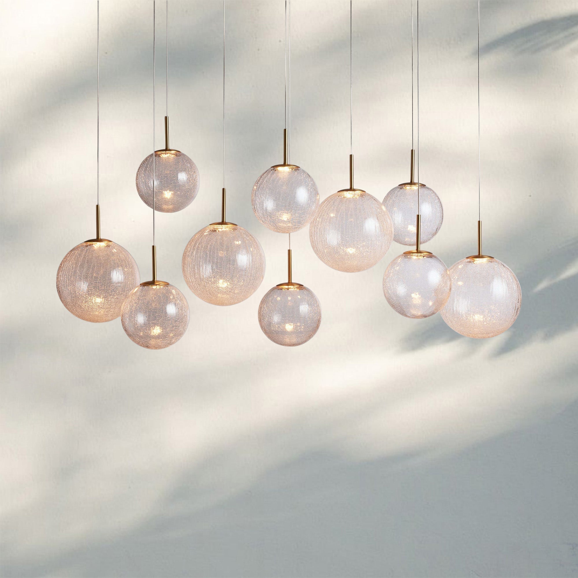 Casens Modern Linear Chandelier - Hand - Blown Glass Globe Pendant Light for Dining Table & Kitchen Island - 55" 10 - LightCrackleBlushlighting