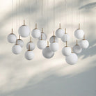 Casens Modern Linear Chandelier - Hand - Blown Glass Globe Pendant Light for Dining Table & Kitchen Island - 55" 10 - LightMatte OpalBlushlighting