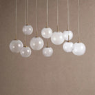 Casens Modern Linear Chandelier - Hand-Blown Glass Globe Pendant Light for Dining Table & Kitchen Island - 55" 10-LightCrackleBlushlighting
