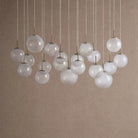 Casens Modern Linear Chandelier - Hand-Blown Glass Globe Pendant Light for Dining Table & Kitchen Island - 65" 19-LightCrackleBlushlighting