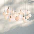 Casens Modern Linear Chandelier - Hand - Blown Glass Globe Pendant Light for Dining Table & Kitchen Island - 65" 19 - LightMatte OpalBlushlighting