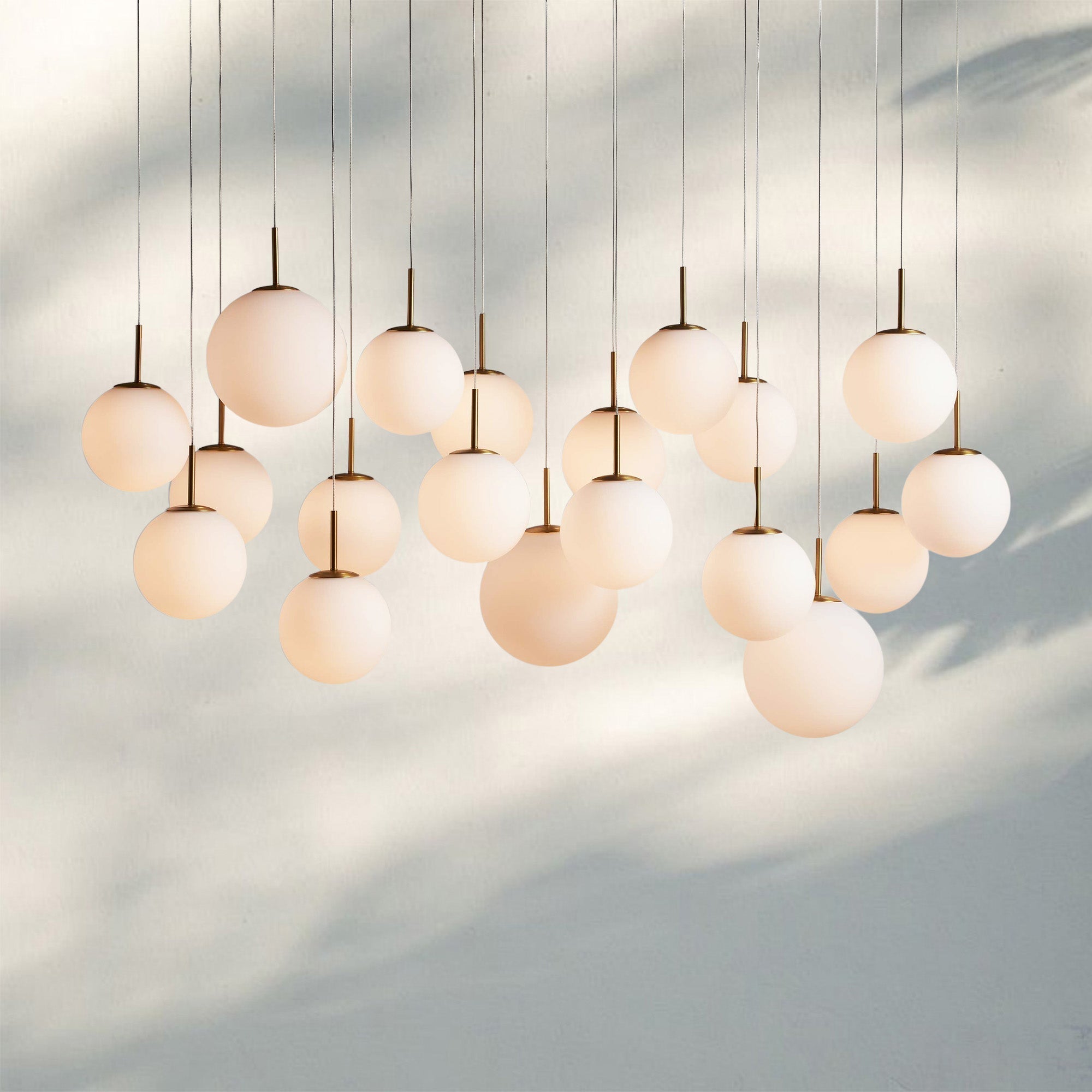 Casens Modern Linear Chandelier - Hand - Blown Glass Globe Pendant Light for Dining Table & Kitchen Island - 65" 19 - LightMatte OpalBlushlighting