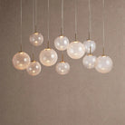 Casens Modern Linear Chandelier - Hand-Blown Glass Globe Pendant Light for Dining Table & Kitchen Island - 55" 10-LightCrackleBlushlighting
