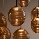 Casens Modern Linear Chandelier - Hand-Blown Glass Globe Pendant Light for Dining Table & Kitchen Island - 55" 10-LightBrown SugarBlushlighting