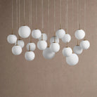 Casens Modern Linear Chandelier - Hand-Blown Glass Globe Pendant Light for Dining Table & Kitchen Island - 65" 19-LightMatte OpalBlushlighting