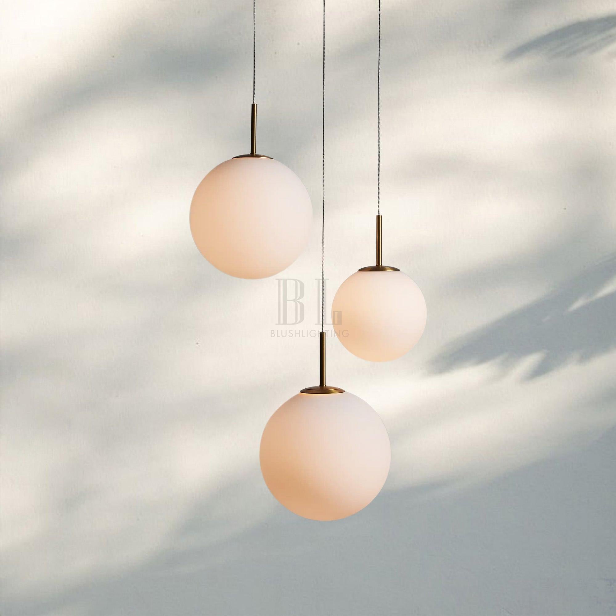 Casens Round Chandelier 20''28''34''43''-3-Light 20''-Matte Opal-