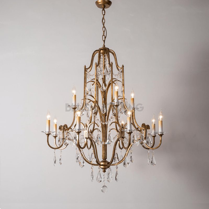Caspian Vintage Candle Art Brass Chandelier For Living Room-chandeliers for dining room,chandeliers for stairways,chandeliers for foyer,chandeliers for bedrooms,chandeliers for kitchen,chandeliers for living room-Blushlighting-36.6"-Blushlighting