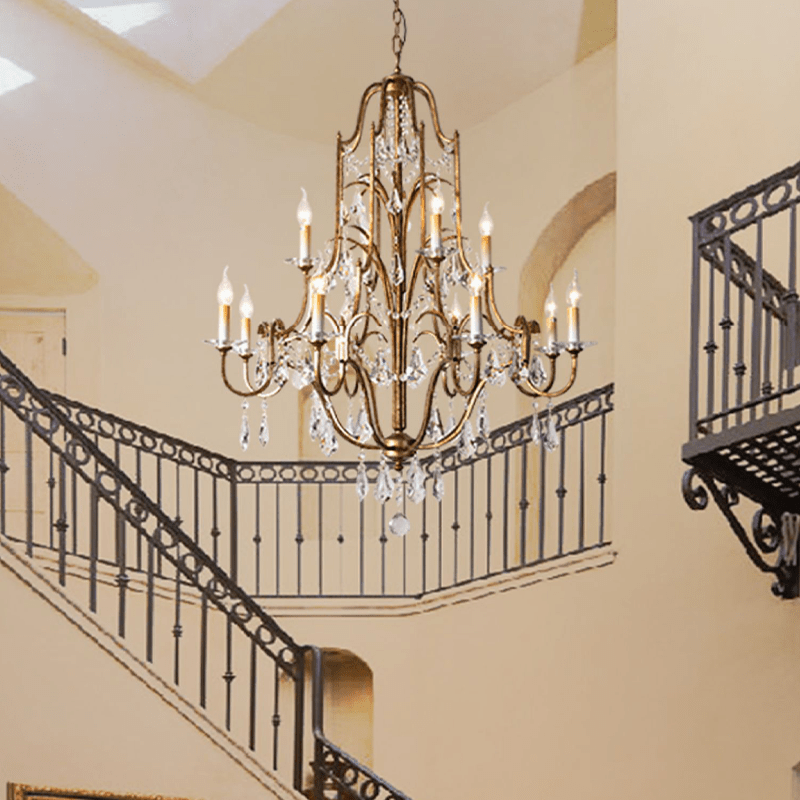 Caspian Vintage Candle Art Brass Chandelier For Living Room-chandeliers for dining room,chandeliers for stairways,chandeliers for foyer,chandeliers for bedrooms,chandeliers for kitchen,chandeliers for living room-Blushlighting-Blushlighting
