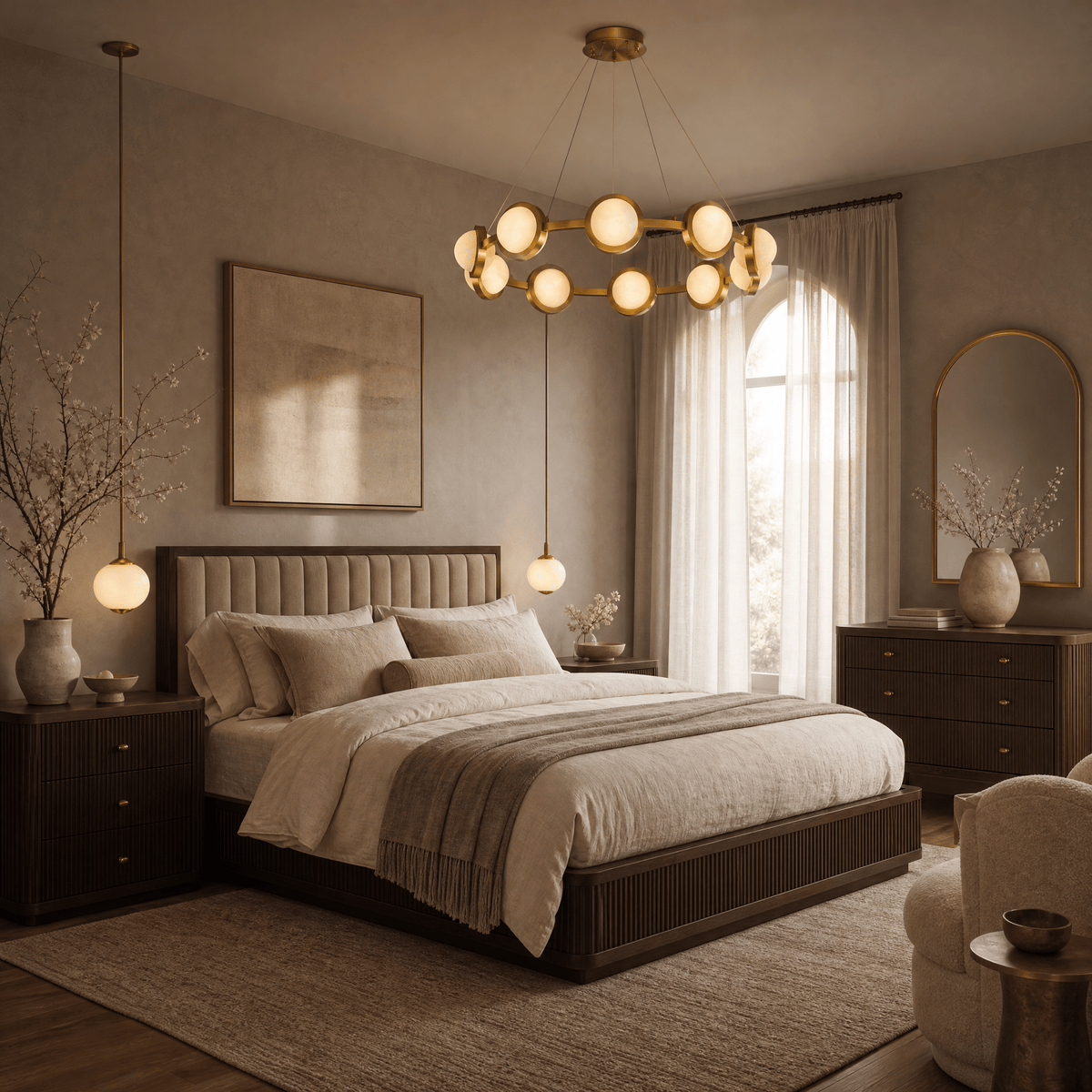 Catena Modern Alabaster Ring Chandelier - D600×H160Blushlighting